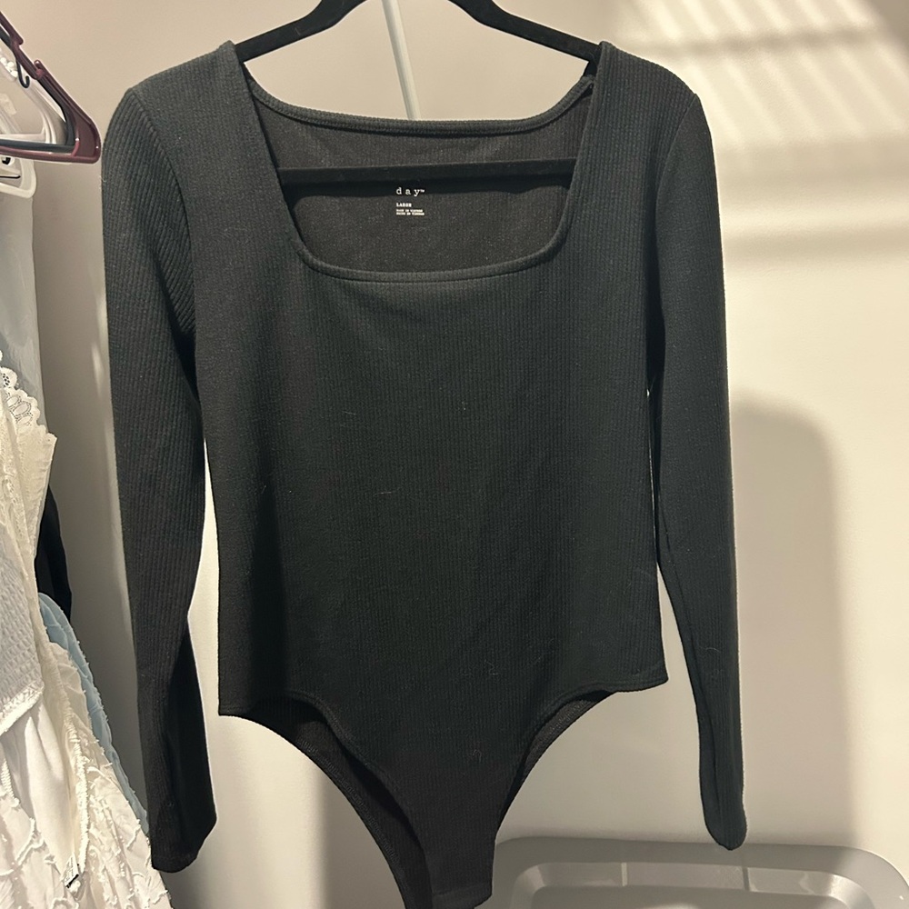 a new day Black Ribbed Long Sleeve Top